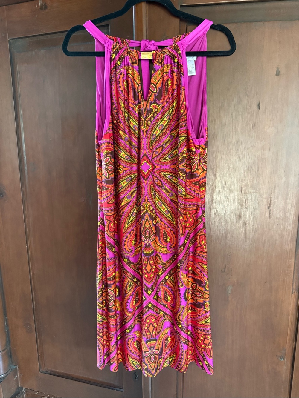 Cache Sleeveless Pink Paisley Print Dress